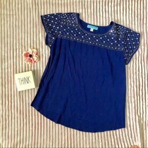 Francesca’s Blue Small Beaded Blouse